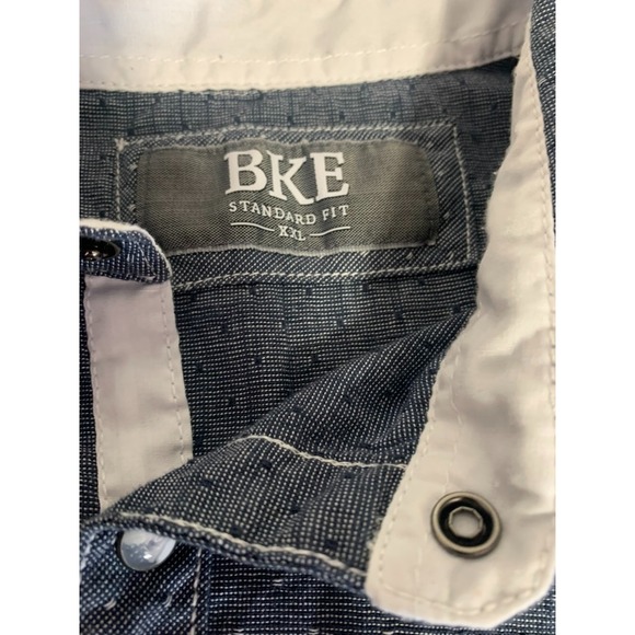 BKE Men's Standard Fit Pearl Snap XL Short Sleeve Shirt Pockets Blue Gray - Picture 7 of 11